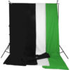 Background System Kit with 10×12′ Black, White, Chroma Green